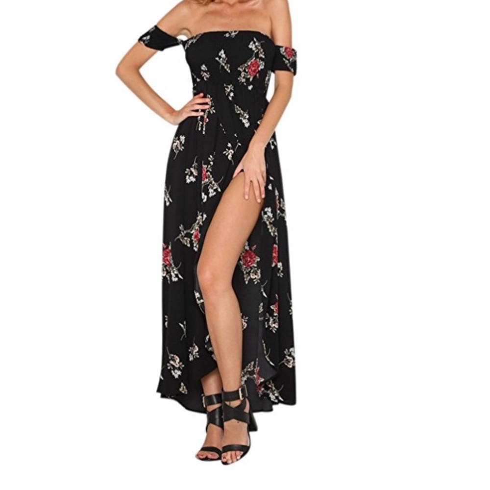 Summer Boho Off The Shoulder Casual Dresses Split